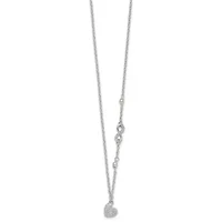 Sterling Silver Cubic Zirconia Infinity and Heart with 2-inch Extension Necklace