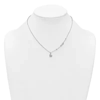 Sterling Silver Cubic Zirconia Infinity and Heart with 2-inch Extension Necklace