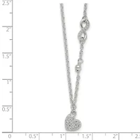 Sterling Silver Cubic Zirconia Infinity and Heart with 2-inch Extension Necklace