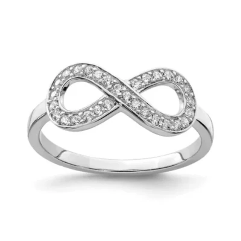 Sterling Silver Rhodium-plated Cubic Zirconia Infinity Ring