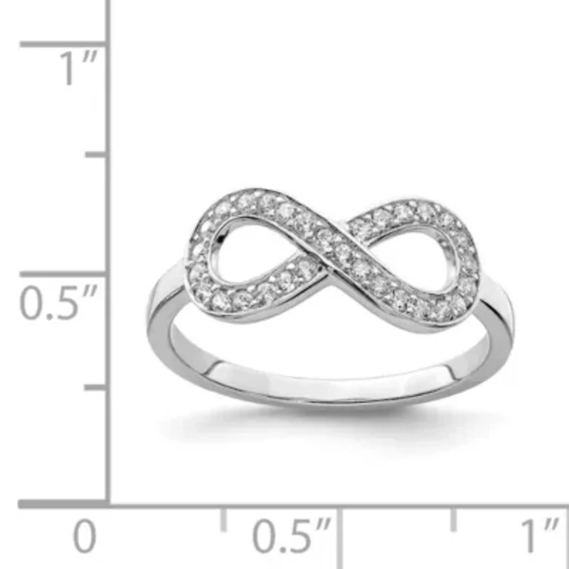 Sterling Silver Rhodium-plated Cubic Zirconia Infinity Ring