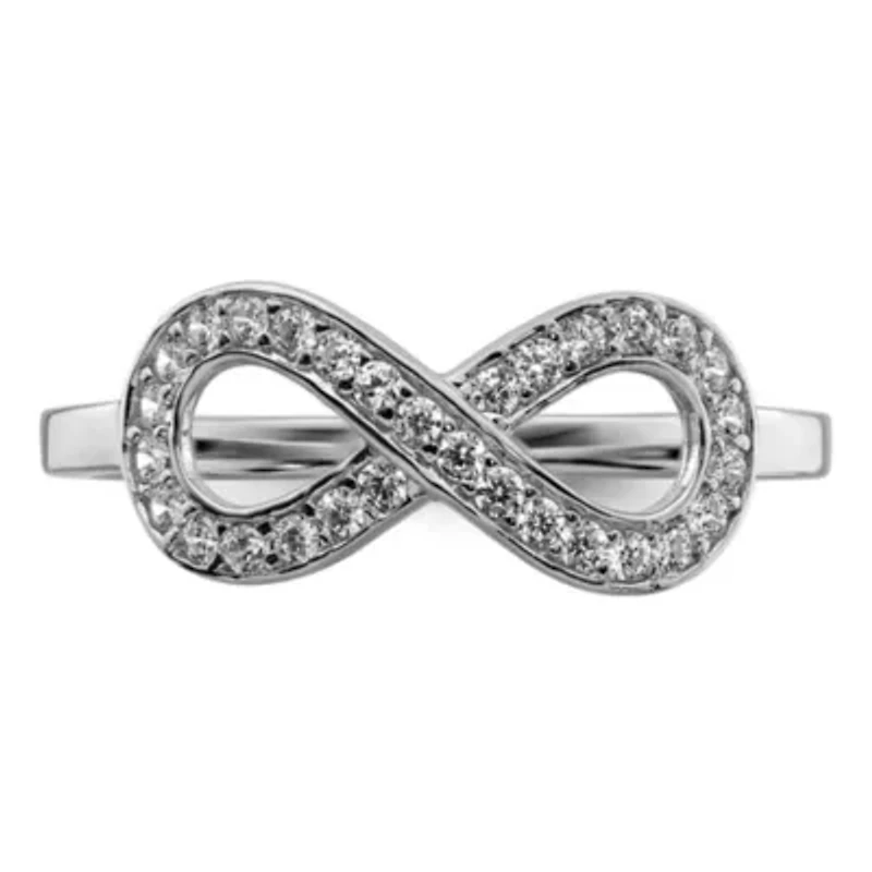 Sterling Silver Rhodium-plated Cubic Zirconia Infinity Ring