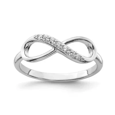 Sterling Silver Rhodium-plated Cubic Zirconia Infinity Ring