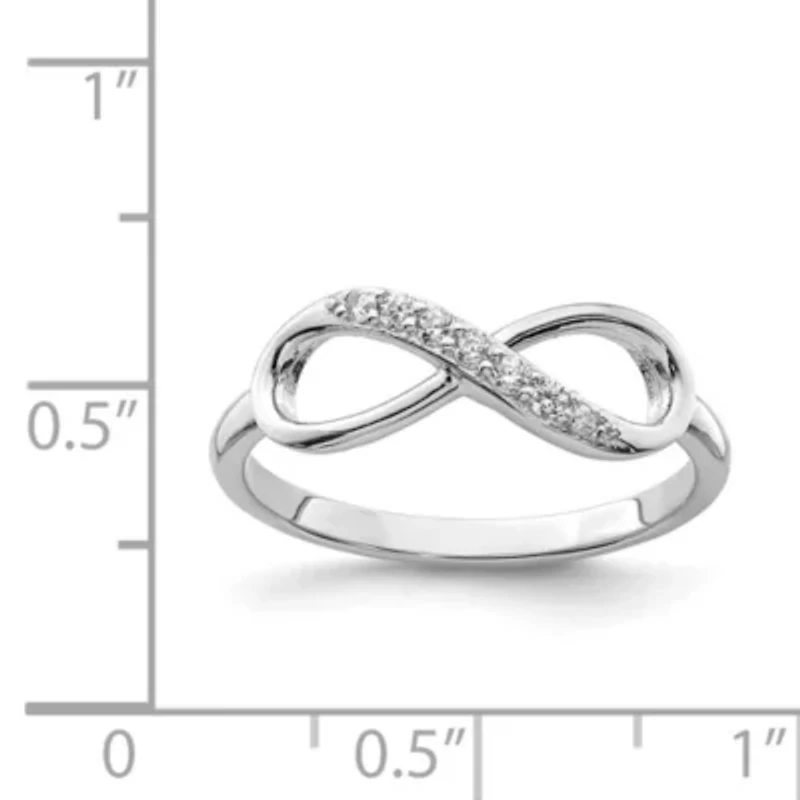 Sterling Silver Rhodium-plated Cubic Zirconia Infinity Ring