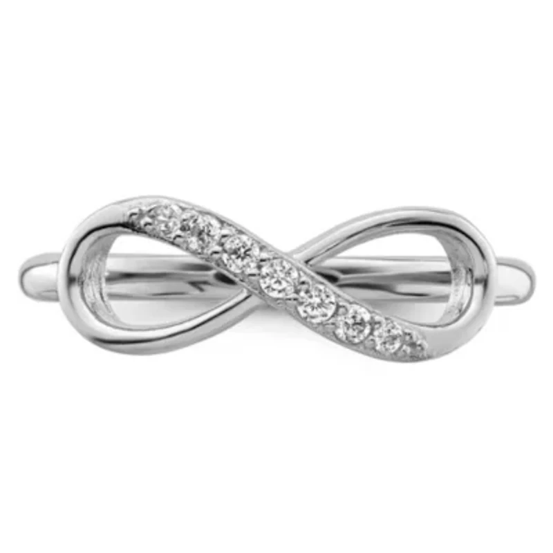 Sterling Silver Rhodium-plated Cubic Zirconia Infinity Ring