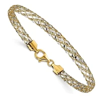 14K Yellow and White Gold Woven Mesh Bracelet