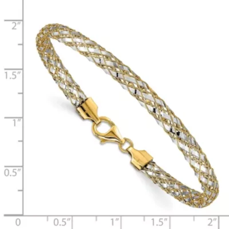 14K Yellow and White Gold Woven Mesh Bracelet