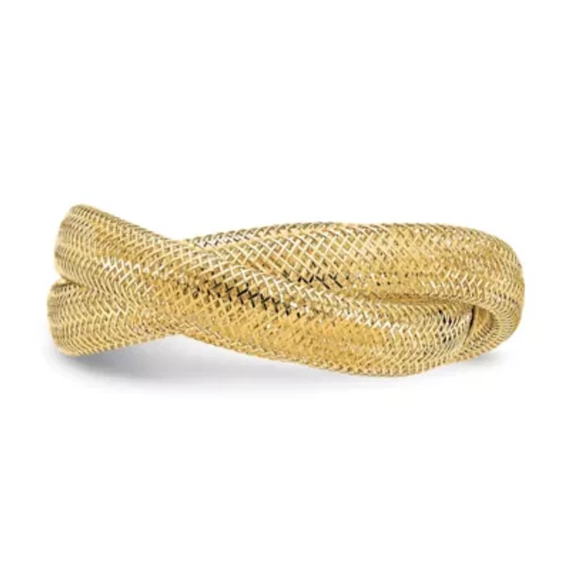 14K Yellow Gold Twisted Woven Mesh Stretch Ring