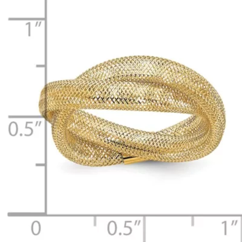 14K Yellow Gold Twisted Woven Mesh Stretch Ring
