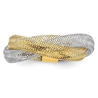 14K Two-tone Gold Woven Mesh Stretch Ring