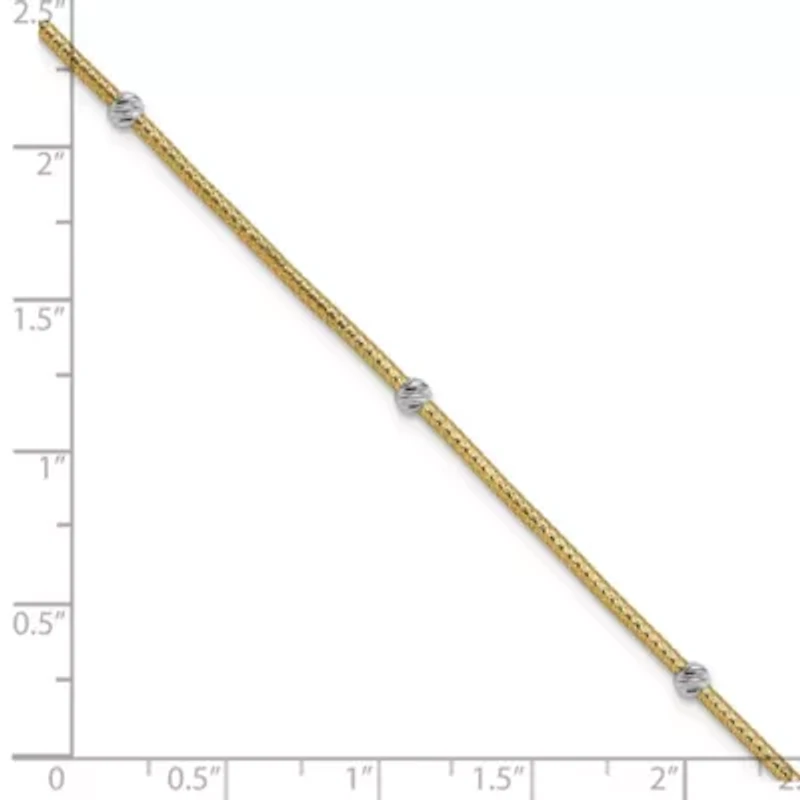 14K Two-tone Gold Woven Flexible Diamond-cut Beads Bracelet