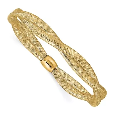 14K Yellow Gold Twisted Woven Mesh Stretch Bracelet