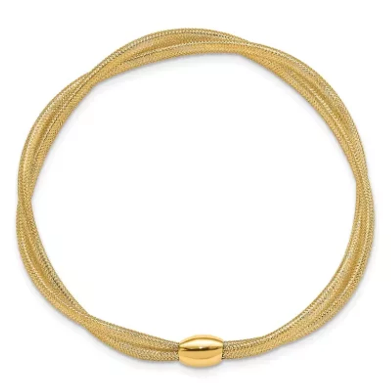 14K Yellow Gold Twisted Woven Mesh Stretch Bracelet