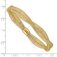 14K Yellow Gold Twisted Woven Mesh Stretch Bracelet