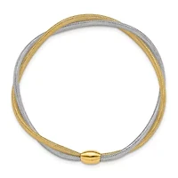 14K Two-tone Twisted Woven Mesh Stretch Bracelet