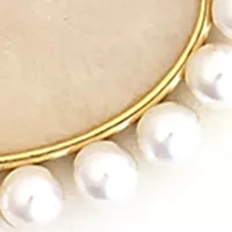 Gold Plated Pearl Heart Charms Stretch Bracelet