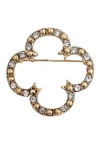 Clover Crystal Gold Tone Pin