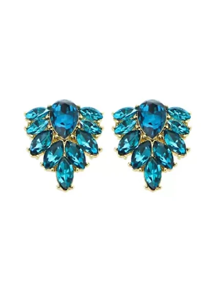Red Multi Crystal Stud Earrings