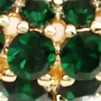 Gold Tone Green Crystal Thick Hoop Earrings