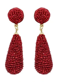 Red Beaded Teardrop Earrings