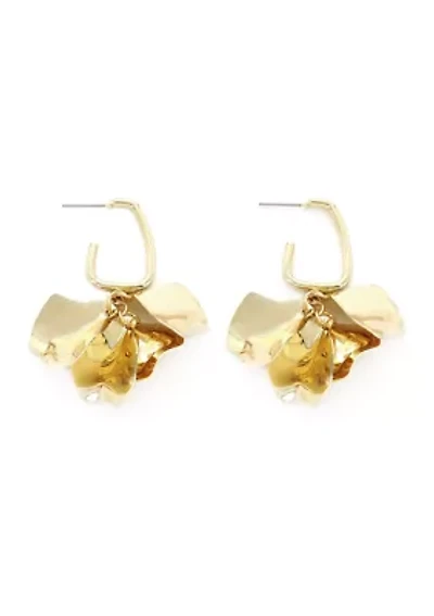 Gold Plated Petals Hoop Earrings