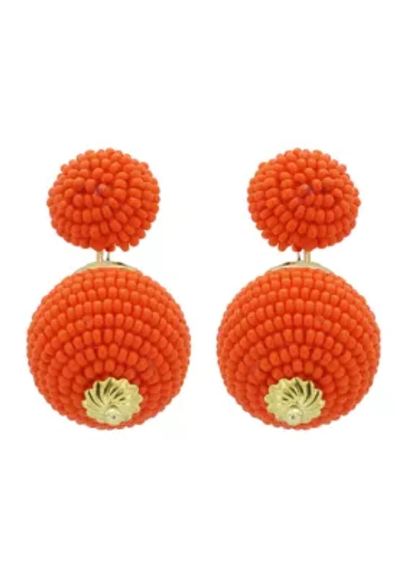 Beaded Double Ball Drop Earrings