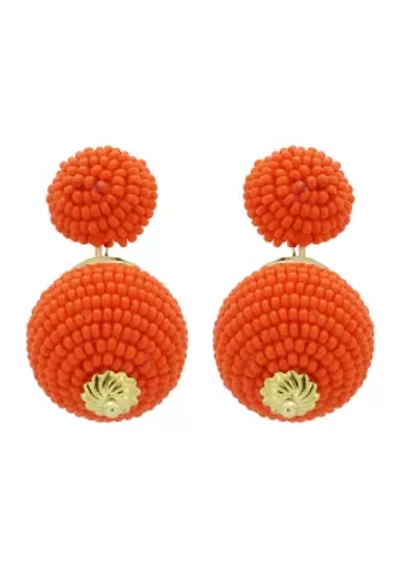 Beaded Double Ball Drop Earrings