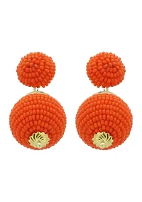 Beaded Double Ball Drop Earrings