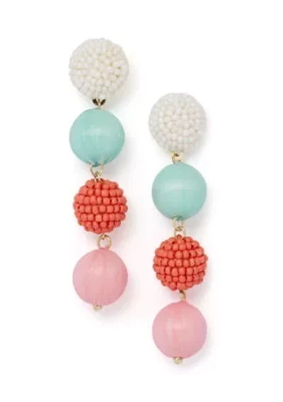 Multi Raffia Beaded Linear Ball Earrings