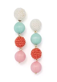 Multi Raffia Beaded Linear Ball Earrings