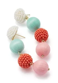 Multi Raffia Beaded Linear Ball Earrings