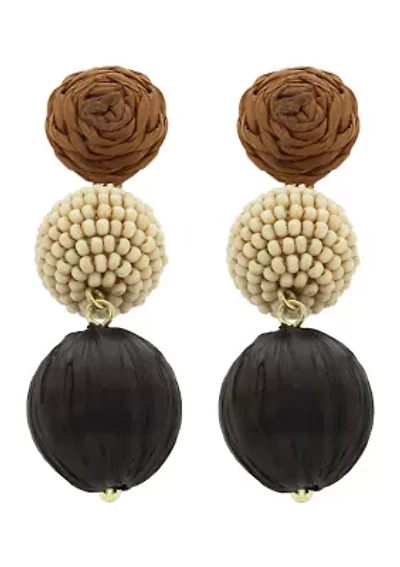 Beaded Linear Ball Earrings