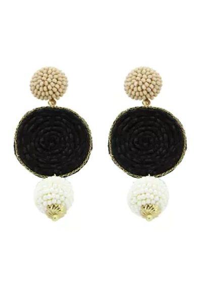 Multi Beaded Circle Drop Earrings