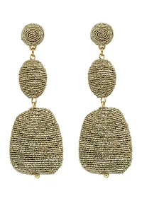 Metallic Thread Wrapped Linear Earrings