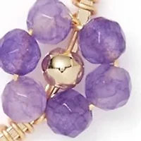 Gold Tone Multi Flower Bead Teardrop Earrings