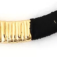 Gold Tone Pink and Black Wrapped Hoop Earrings