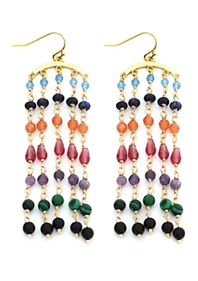 Gold Plated Multi Crystal Fringe Earrings