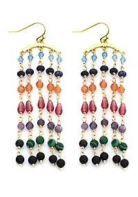 Gold Plated Multi Crystal Fringe Earrings