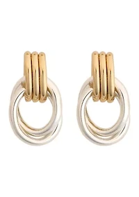 Two Tone Circle Doorknocker Drop Earrings