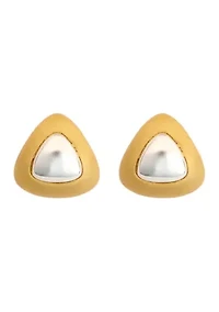 Two Tone Triangle Stud Earrings