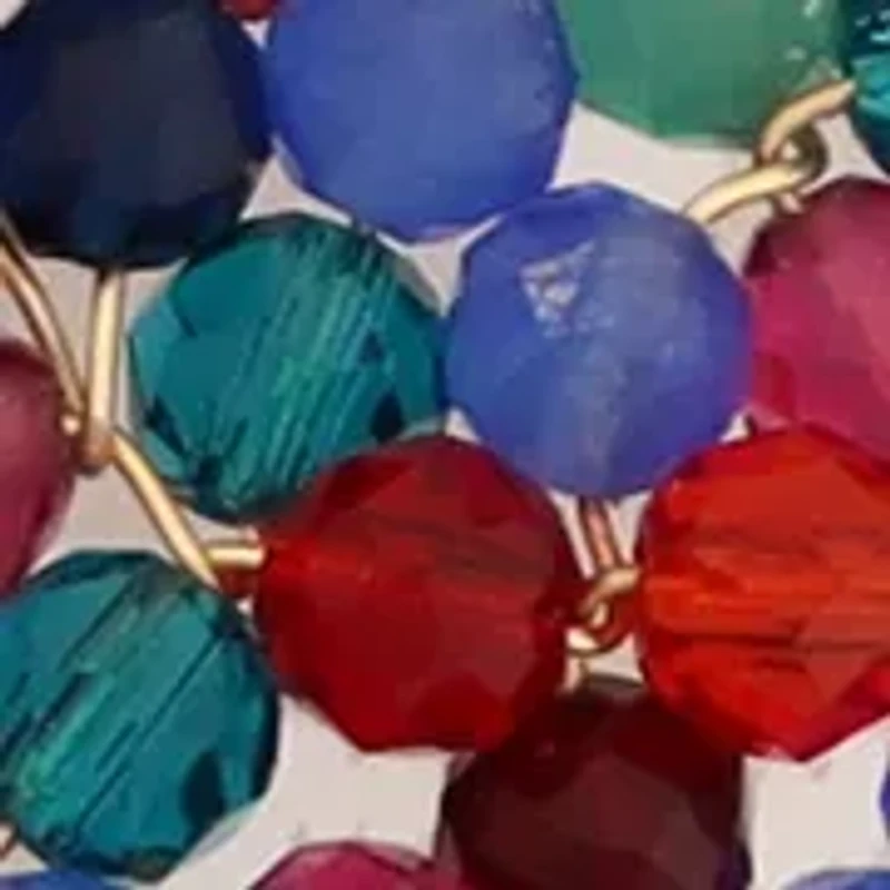 Gold Plated Navy Crystal Multi Teardrop Earrings