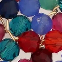 Gold Plated Navy Crystal Multi Teardrop Earrings