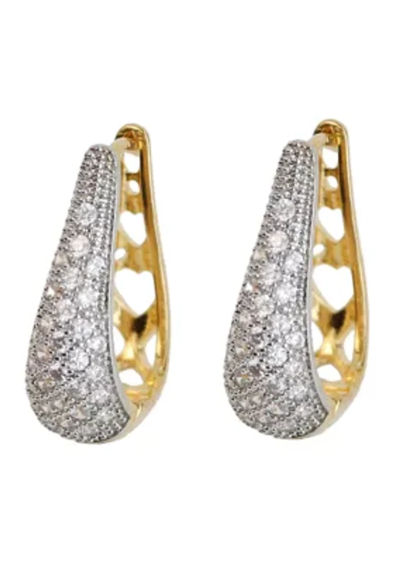 Two Tone Pavé Hoop Earrings