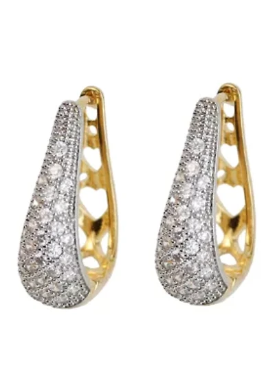 Two Tone Pavé Hoop Earrings