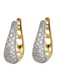 Two Tone Pavé Hoop Earrings
