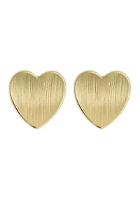 Brushed Gold Tone Heart Earrings