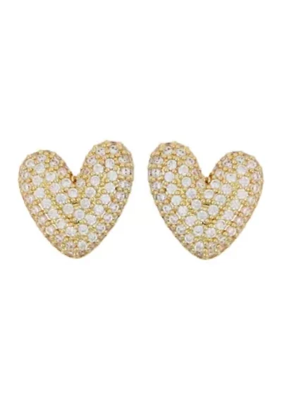 Pavé Bubble Heart Stud Earrings
