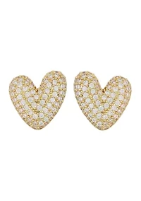  Pavé Bubble Heart Stud Earrings