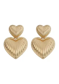 Double Heart Drop Stud Earrings