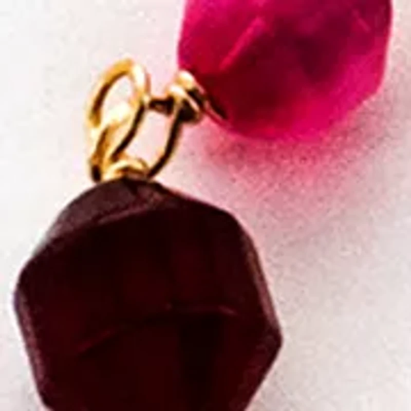 Gold Tone Chain with Fushcia Cystal Necklace